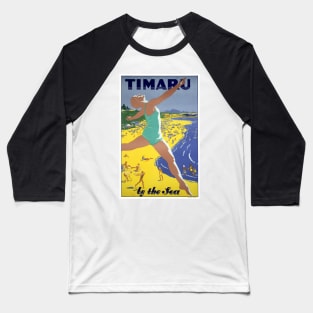 Vintage Travel Poster Timaru New Zealand Baseball T-Shirt